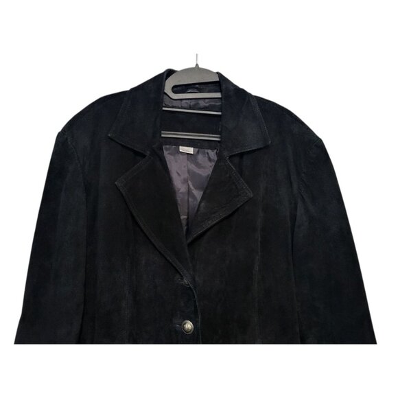 Y2K Vintage Boho Black Suede Belted Jacket Genuine Leather - Picture 4 of 12